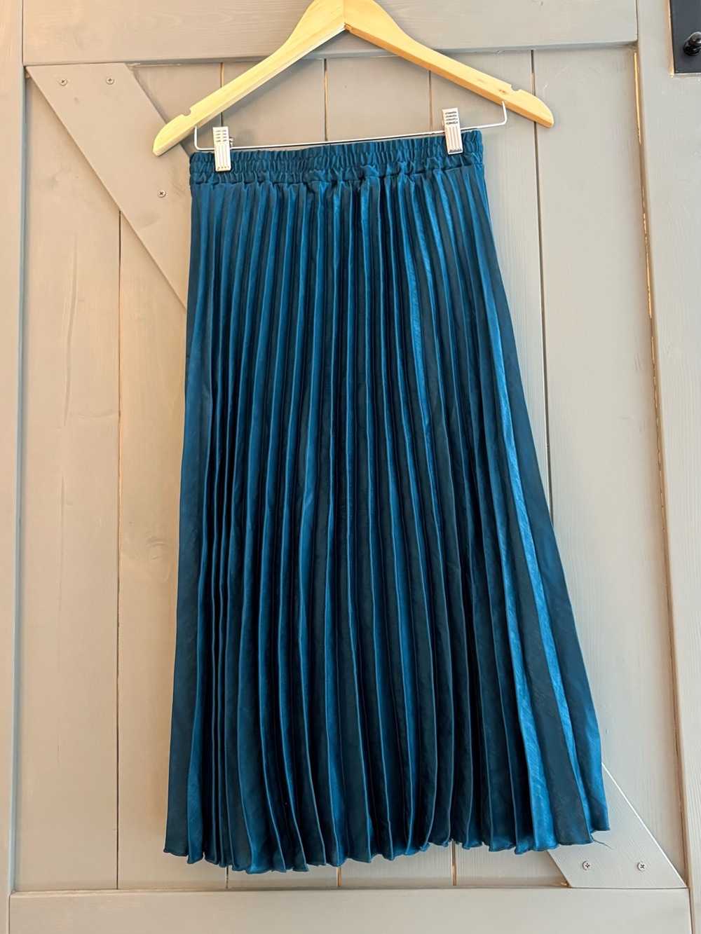 Max Studio Teal Pleated Midi Skirt